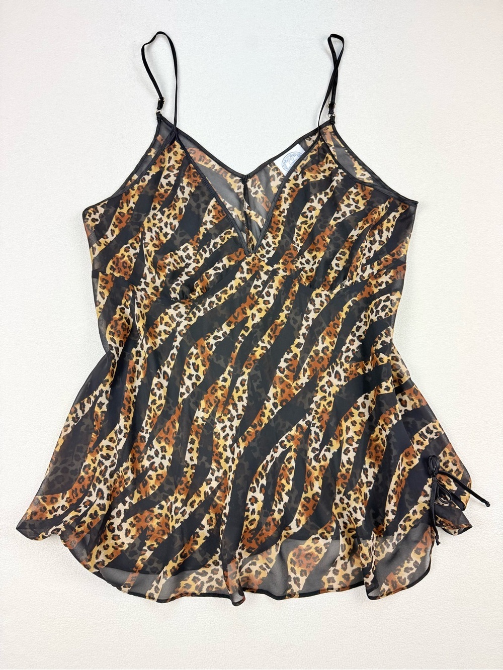 Vintage Addition-Elle Animal Print Chemise Y2K Leopard Zebra Lingerie Slip